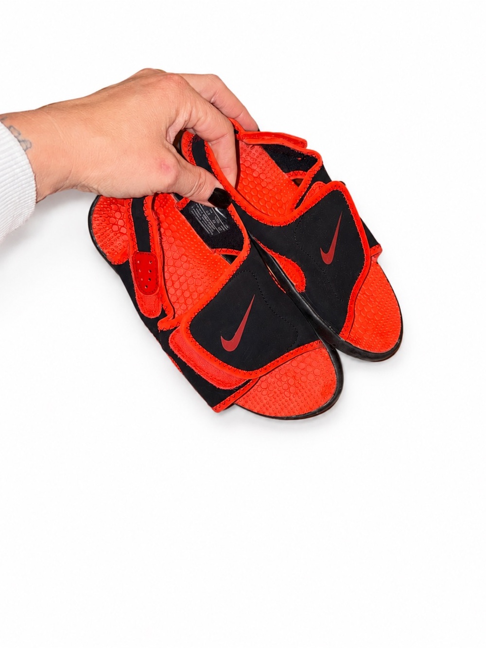 Nike Black and Red Adjustable Slide Sandals